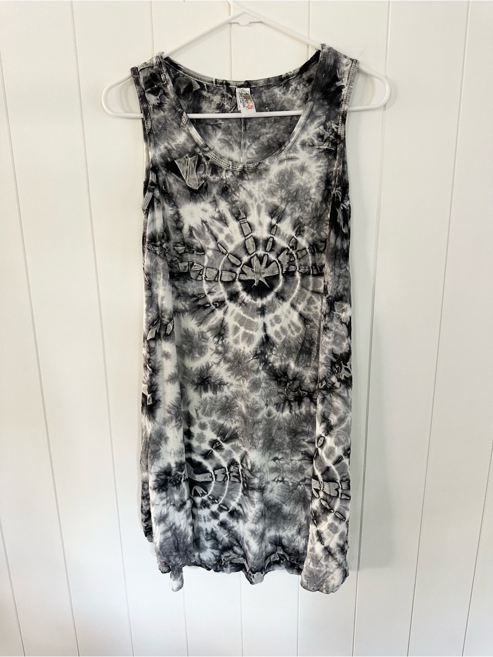 India Boutique Black & White Tie-Dye Sleeveless Dress, one size fits all